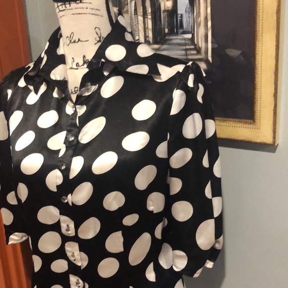 Wet Seal Polka-Dot Button-Down Blouse (L) - Picture 4 of 10